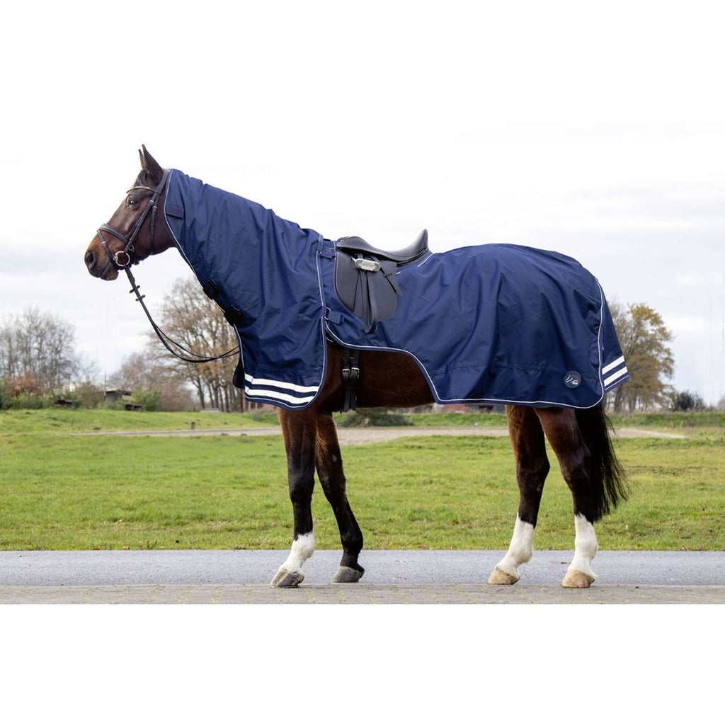 HKM Couvre-reins avec Couvre-cou Amovible Bleu Foncé