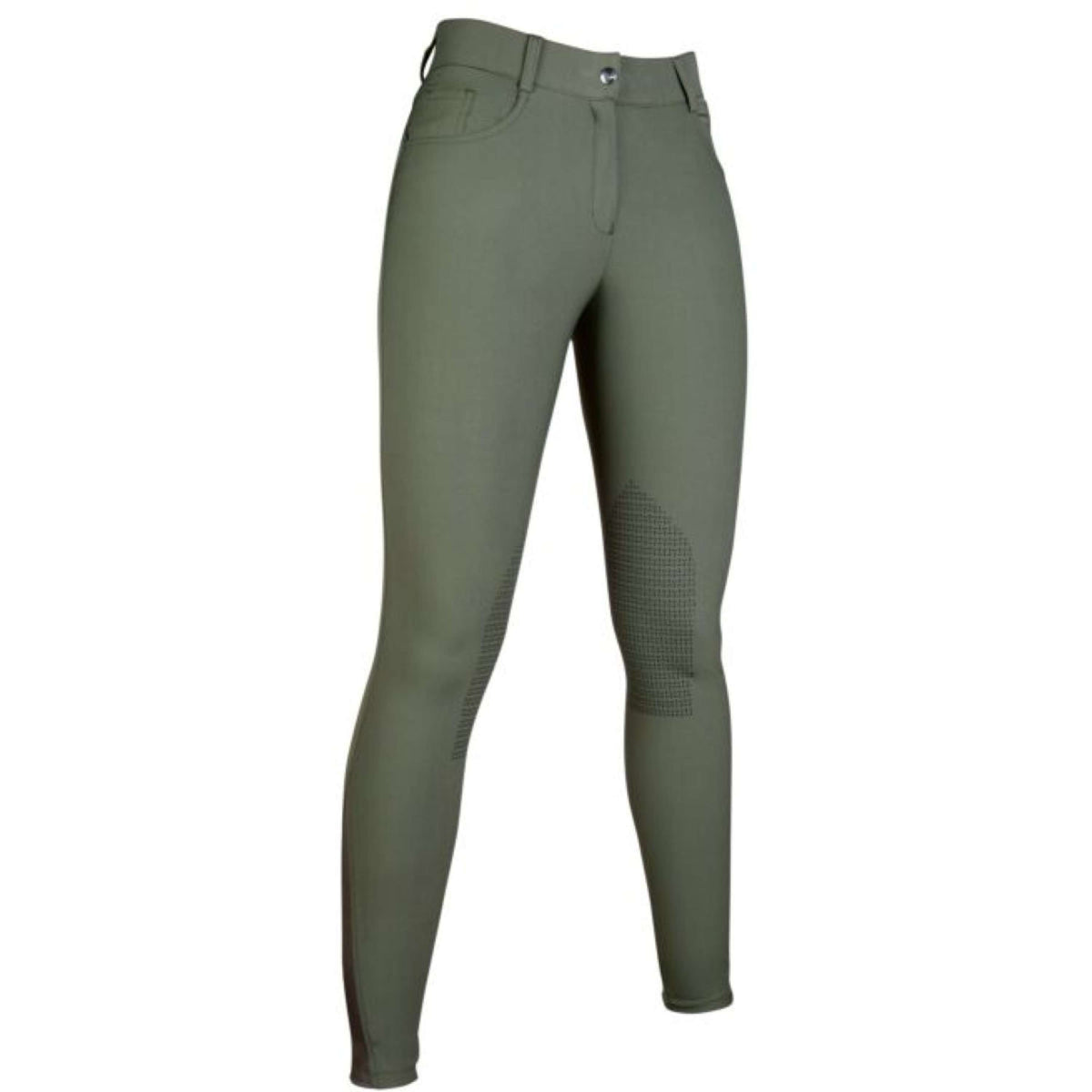 HKM Pantalon d'Équitation Sunshine Silicone Genouillères Olive Vert