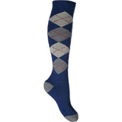 HKM Chaussettes d'Équitation Karo Warming Up Carreaux Bleu/Gris