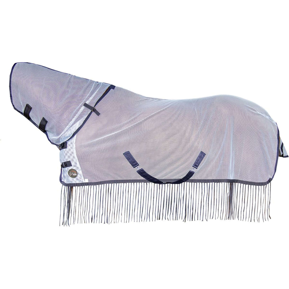 HKM Couverture Anti-Mouches Fringes Couvre-cou Amovible Argent/Gris