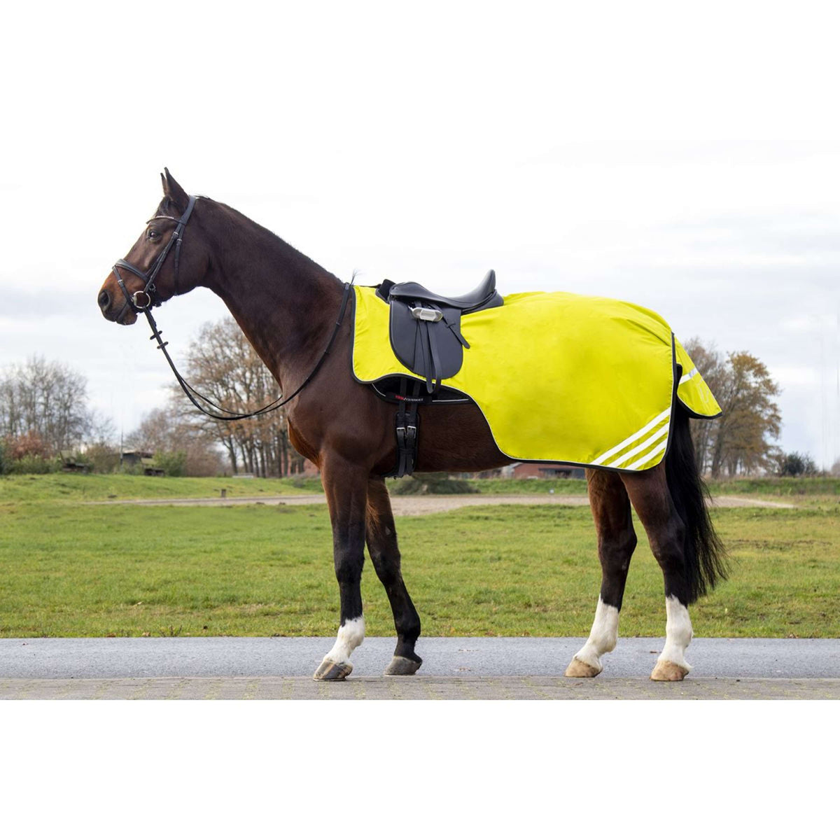 HKM Couvre-reins Reflective avec Doublure Fleece Néon Jaune