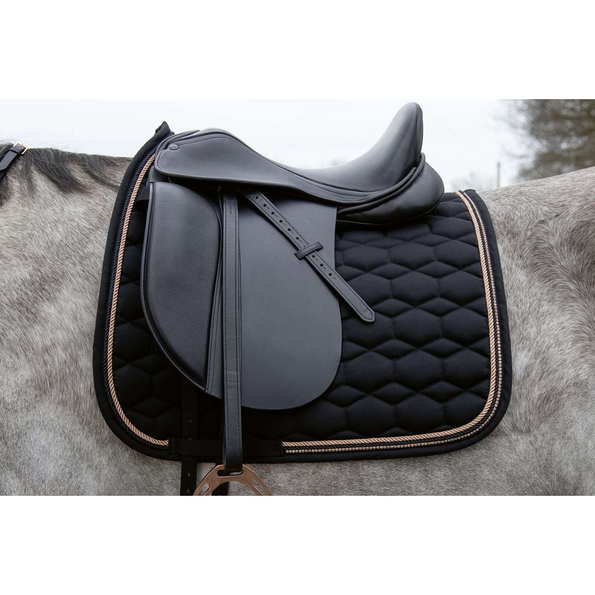 HKM Tapis de Selle Rosegold Glamour Dressage Noir/Or rose