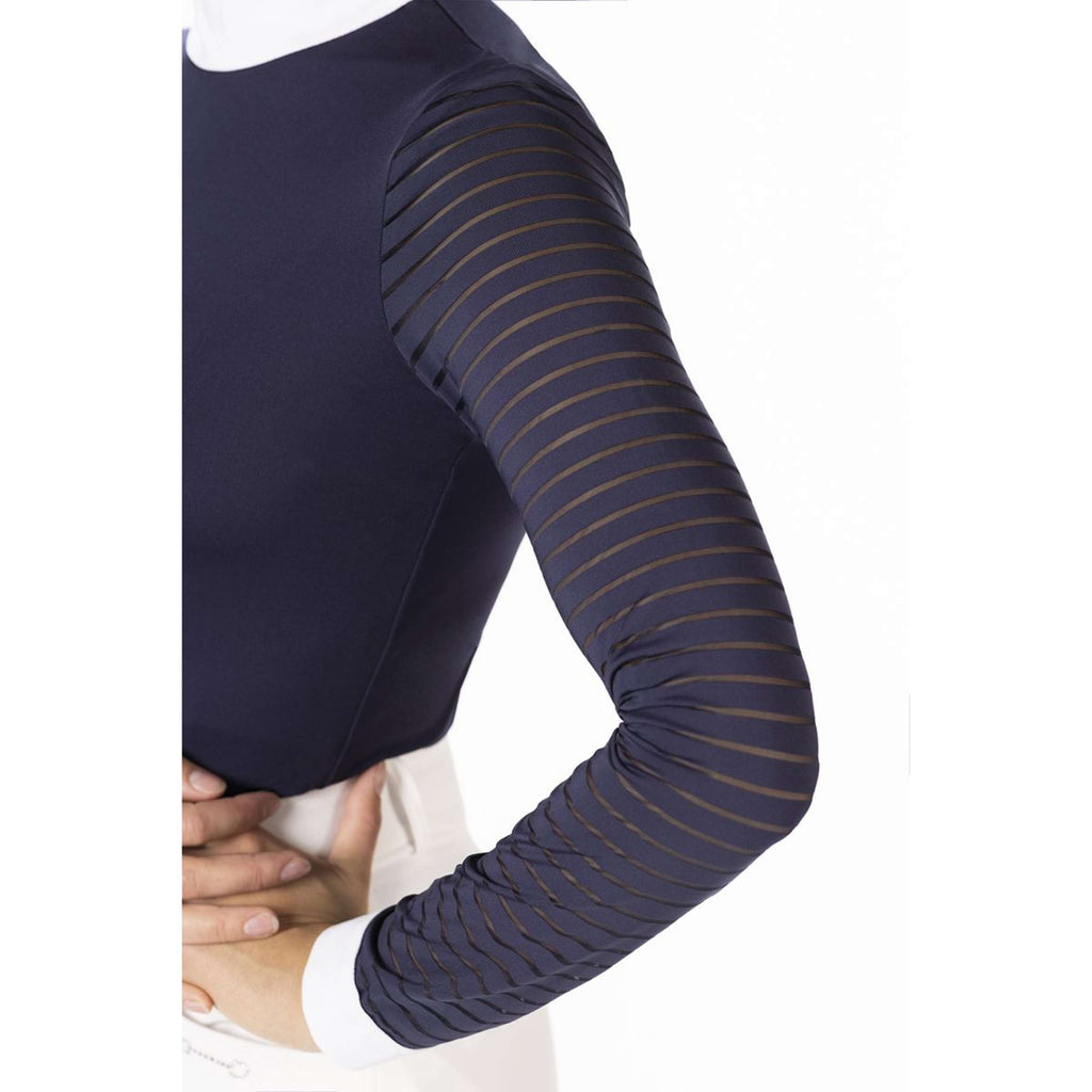 HKM T-shirt de Concours Monaco Longue Manche Bleu Foncé