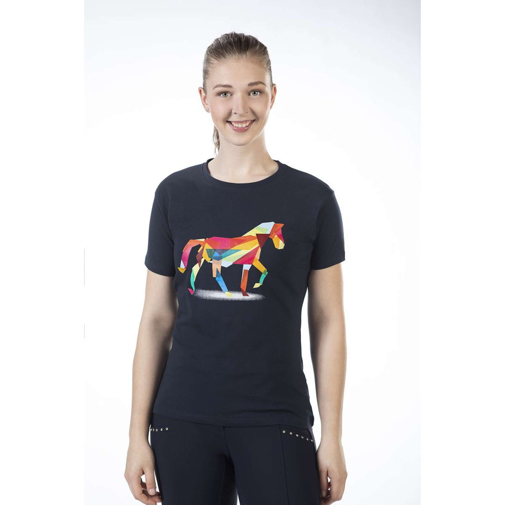 HKM T-Shirt Colourful Horse Bleu Foncé