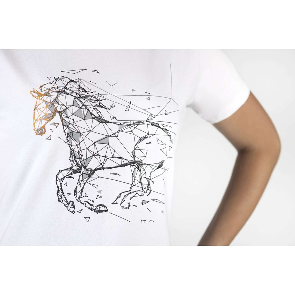 HKM T-Shirt Geometrical Horse Blanc