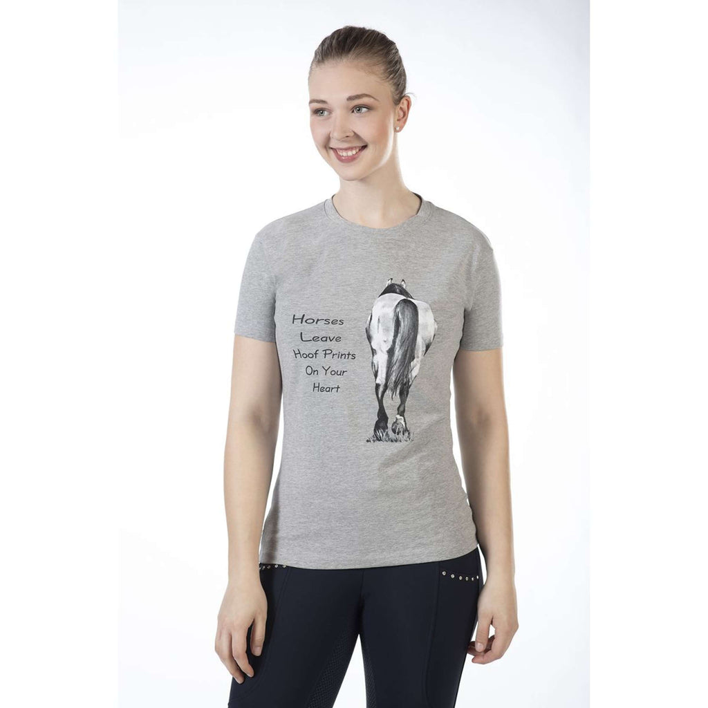 HKM Chemise Horses leave Hoofprints Manches Courtes Gris