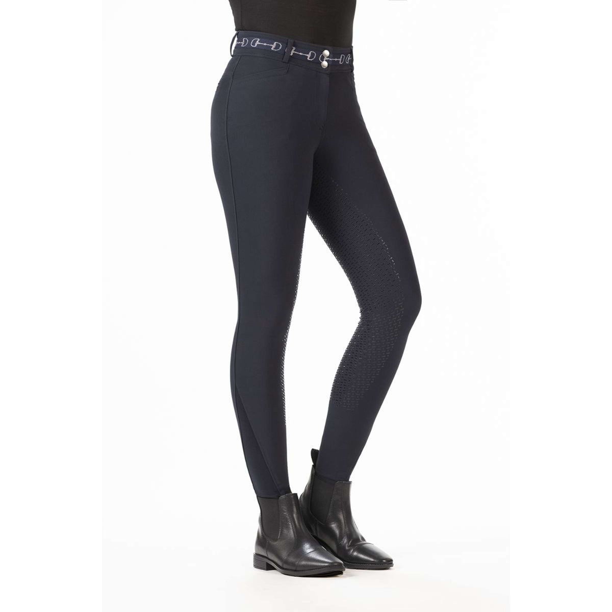 HKM Pantalon d'Équitation Monaco Silicone Fond de Peau Bleu Foncé