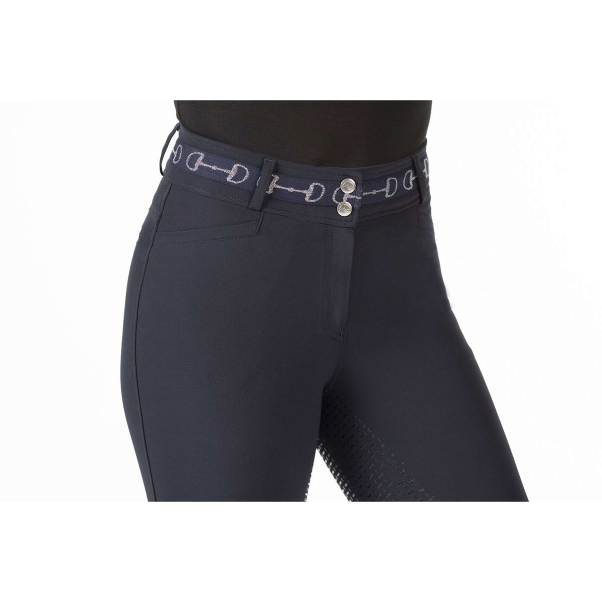 HKM Pantalon d'Équitation Monaco Silicone Fond de Peau Bleu Foncé