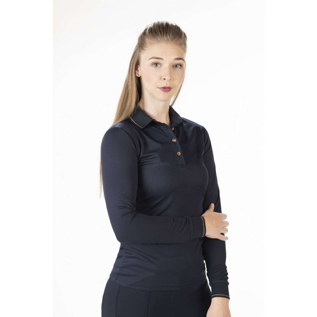 HKM Polo Glamour Longsleeve Bleu Foncé/Or Rose