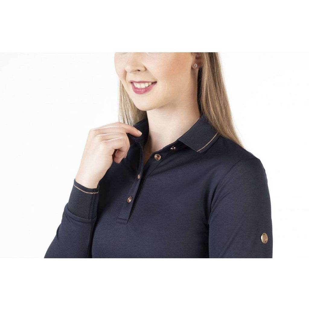 HKM Polo Glamour Longsleeve Bleu Foncé/Or Rose