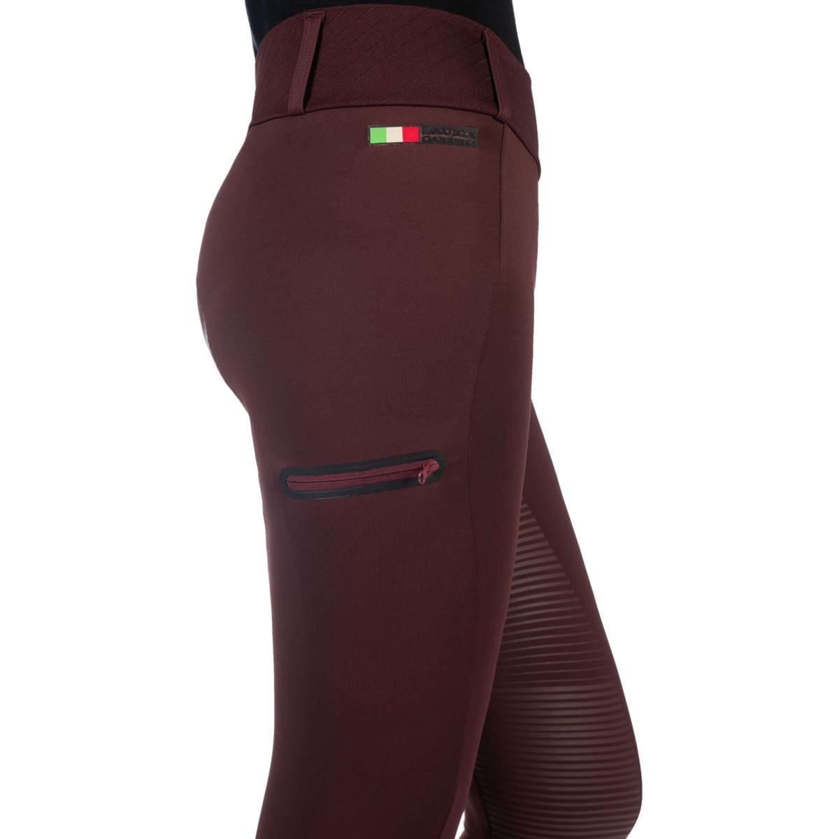 HKM Legging d'Équitation Livigno Lauria Garelli Full Grip Bordeaux