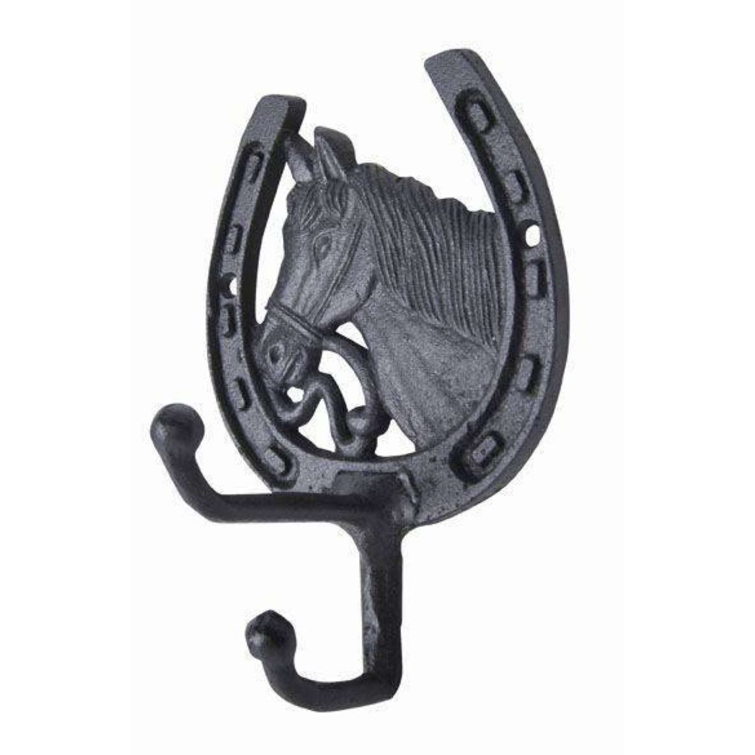 HKM Porte-Bride Tête de Cheval en Fonte et fer à Cheval HKM Porte-Bride Tête de Cheval en Fonte et fer à Cheval