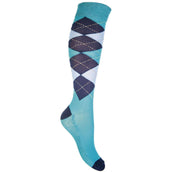 HKM Chaussettes d'Équitation Check Classico Aqua/Navy