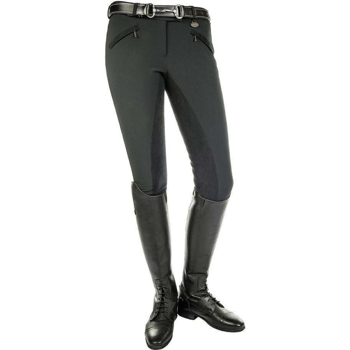 HKM SoFull Gripthell Legging d'Équitation Karthingo Easy 3/4 Alos Fond de Peau Noir