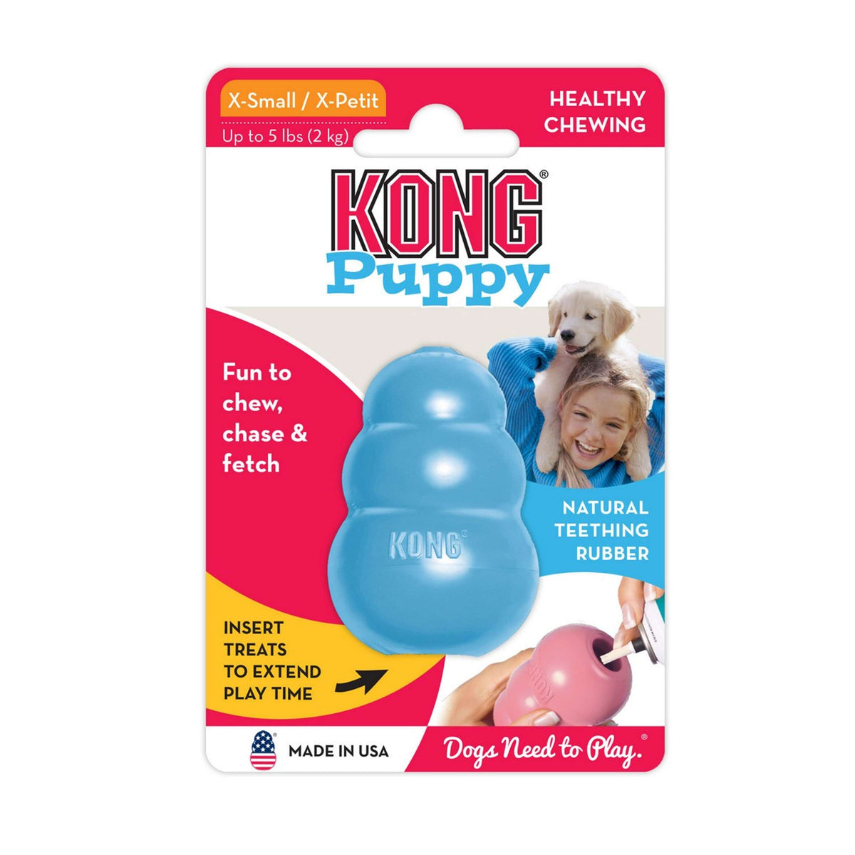 Kong Jouet à Mâcher Puppy Rose/Bleu