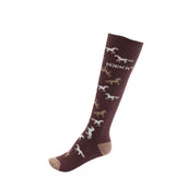 HORKA Chaussettes d'Équitation Chevaux Marron foncé/Beige