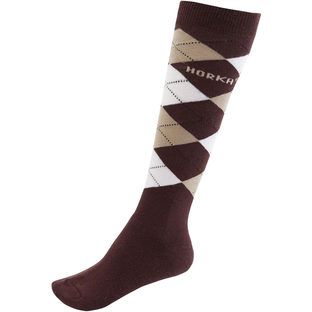 HORKA Chaussettes d'Équitation Carreau Marron foncé/Beige