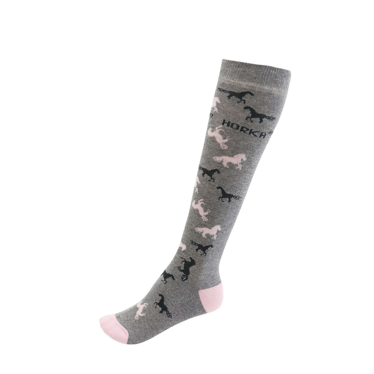 HORKA Chaussettes d'Équitation Chevaux Gris/Rose