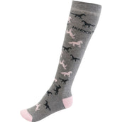 HORKA Chaussettes d'Équitation Chevaux Gris/Rose