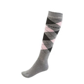 HORKA Chaussettes d'Équitation Carreau Gris/Rose