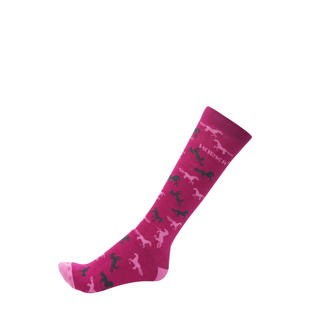 HORKA Chaussettes d'Équitation Chevaux Fuchsia