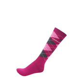 HORKA Chaussettes d'Équitation Carreau Fuchsia