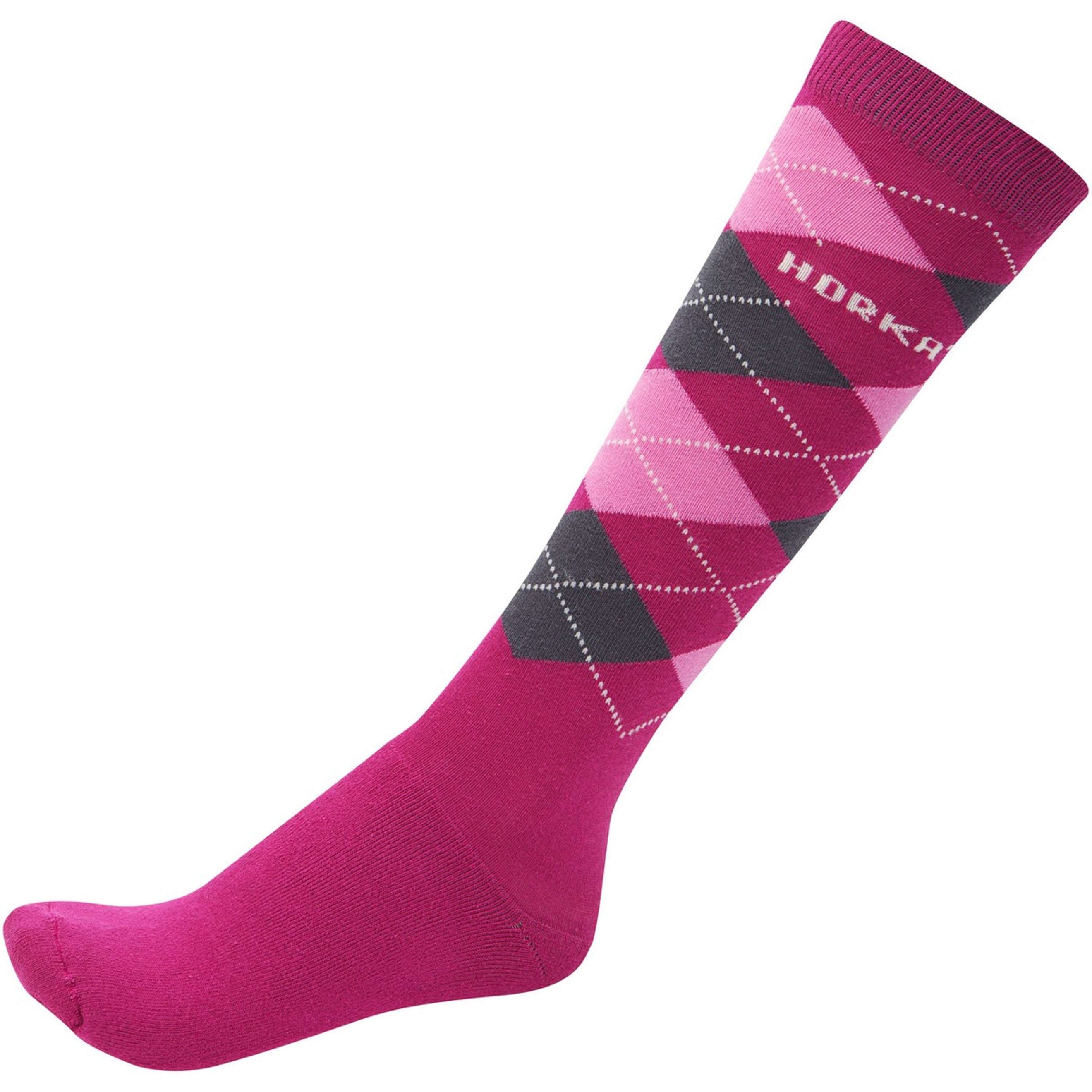 HORKA Chaussettes d'Équitation Carreau Fuchsia