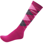 HORKA Chaussettes d'Équitation Carreau Fuchsia