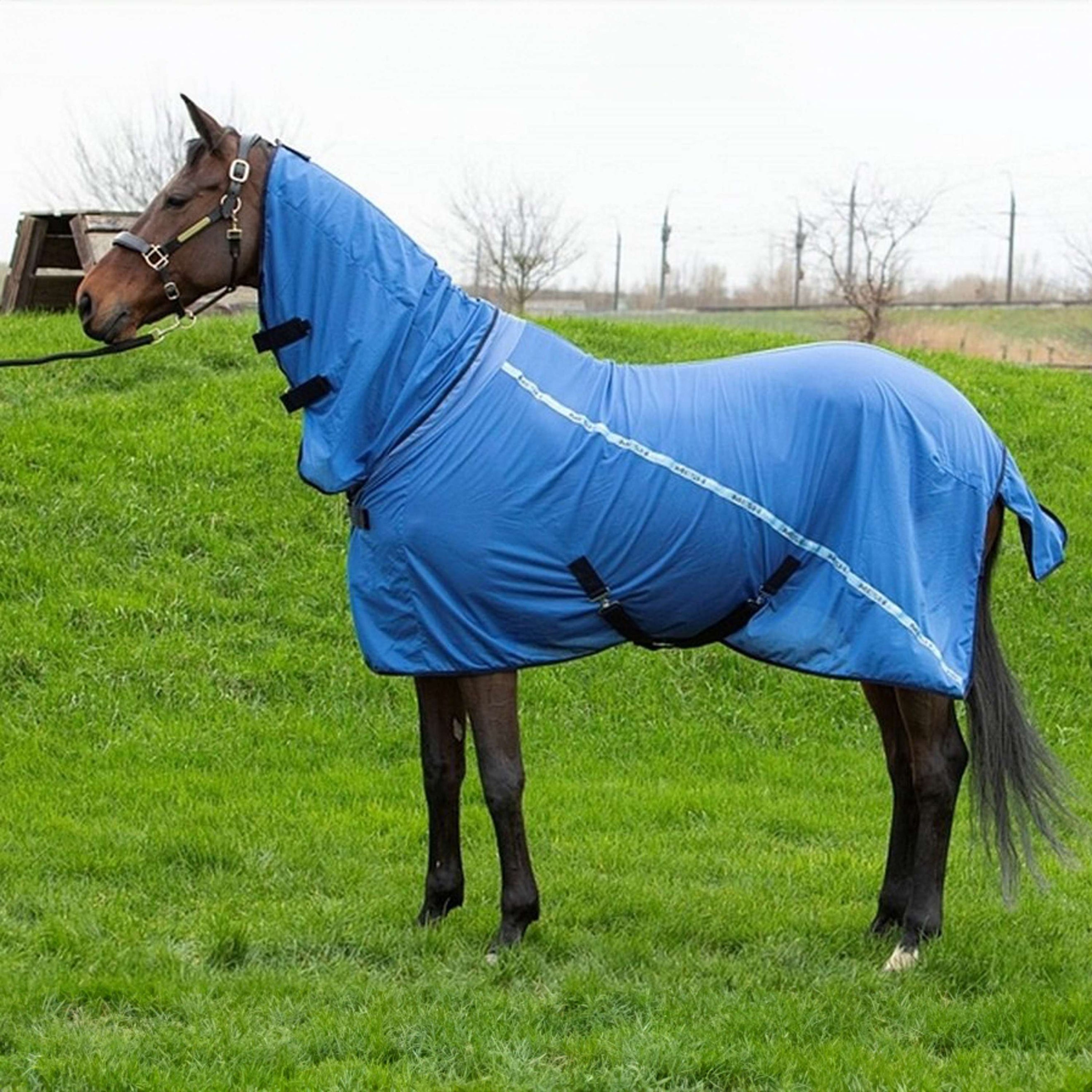 Harry's Horse Couverture Anti-Mouches Mesh Pro Neck Bleu