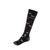 HORKA Chaussettes d'Équitation Chevaux Noir/Gris