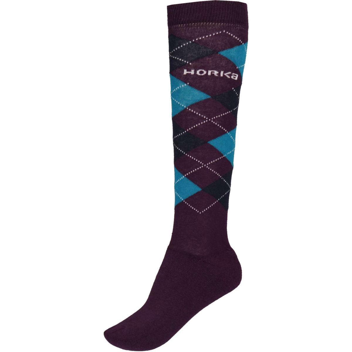 HORKA Chaussettes d'Équitation Carreau Check Aubergine