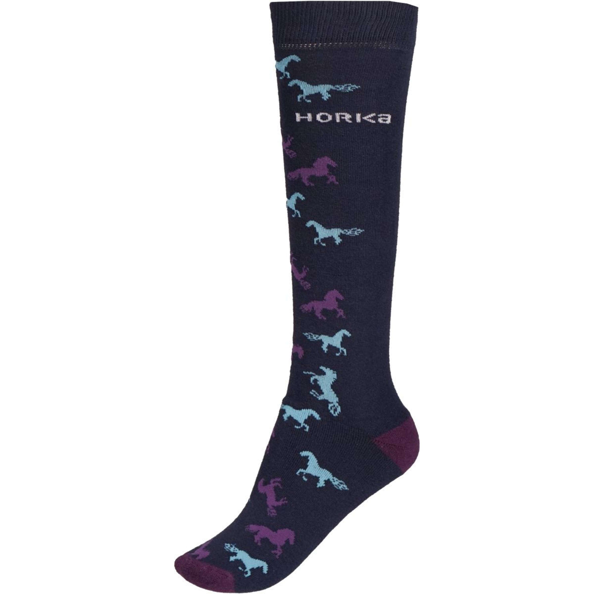 HORKA Chaussettes d'Équitation Chevaux Horses Aubergine