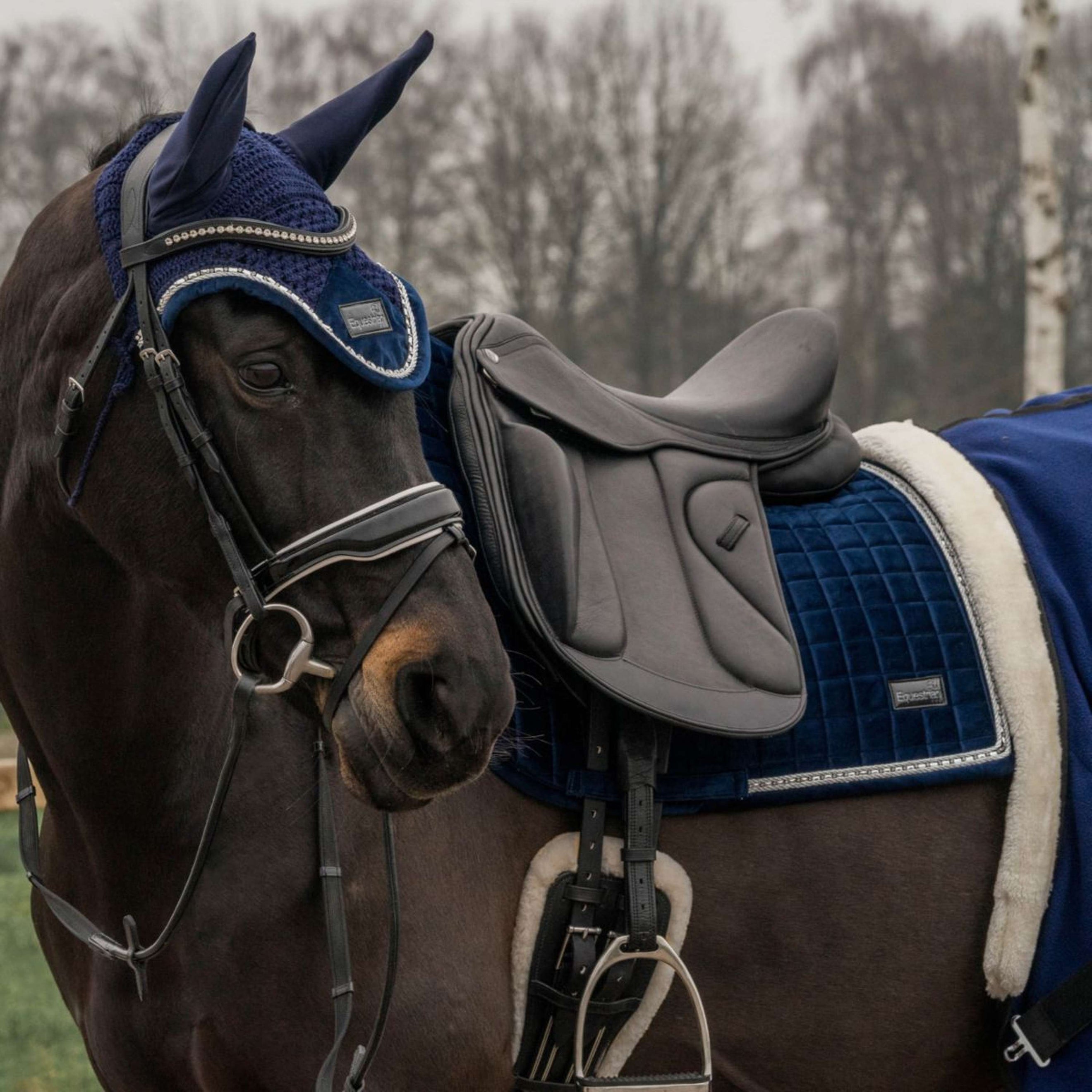 Horka Bonnet Anti-Mouches Equestrian Pro Velvet Bleu