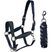 HORKA Ensemble Licol Equestrian Pro Crystals & Pearls Bleu