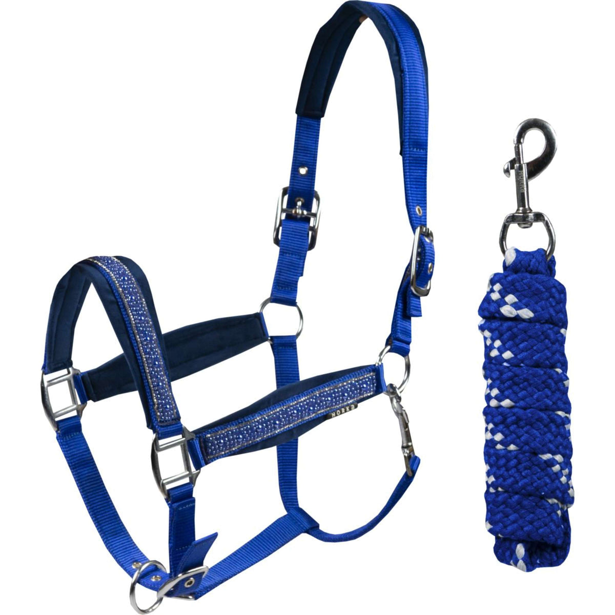 HORKA Ensemble Licol Equestrian Pro Crystals & Pearls Bleu Royal