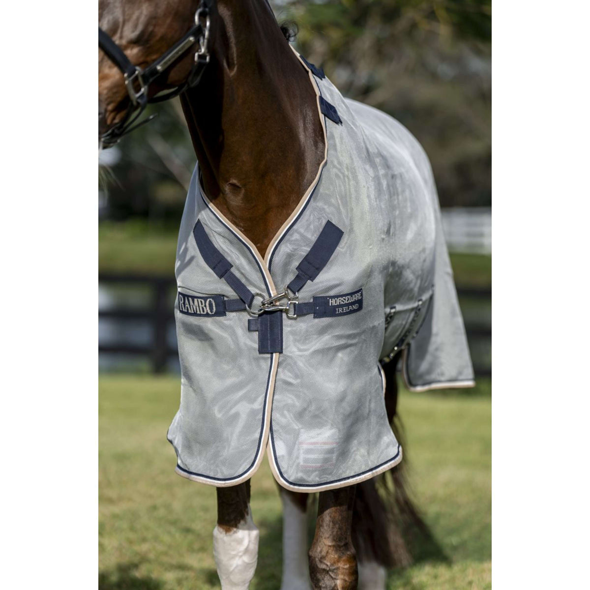 Rambo by Horseware Protecteur Argent/Marine/Blanc/Beige