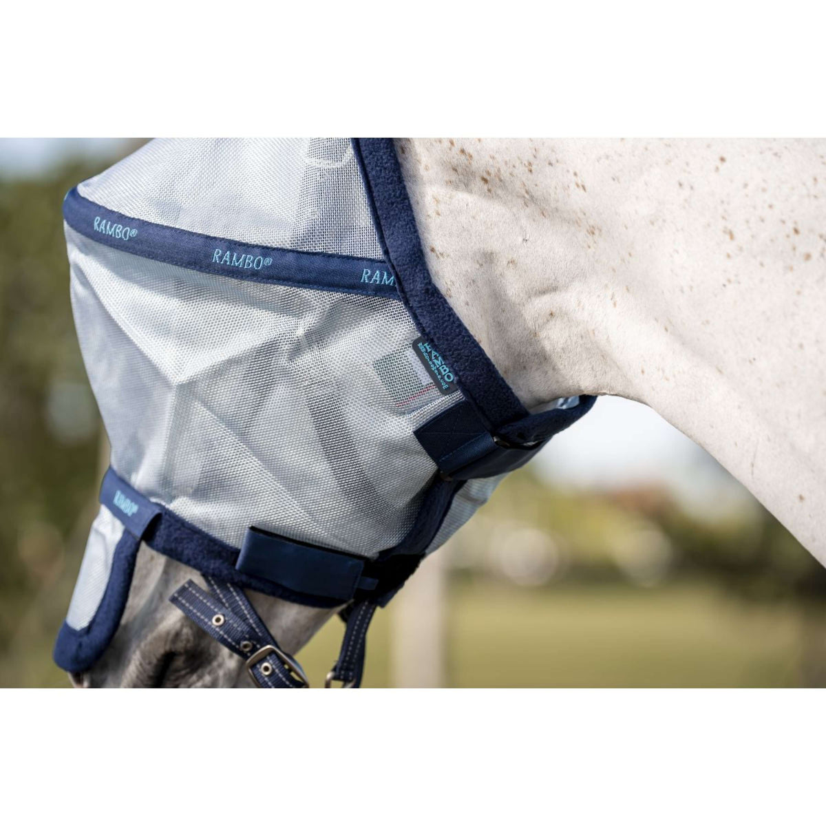 Rambo Fly Mask Azure Blue/Navy/Electric Blue