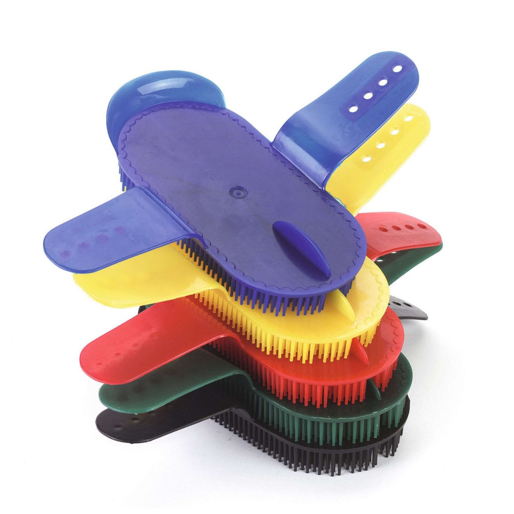 Kerbl Étrille plastique avec dragonne réglable Rouge