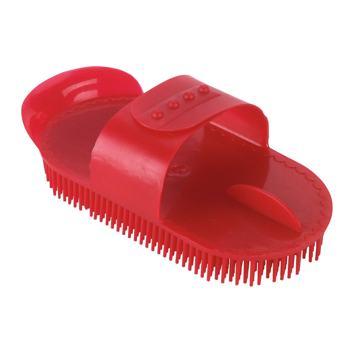 Kerbl Étrille plastique avec dragonne réglable Rouge