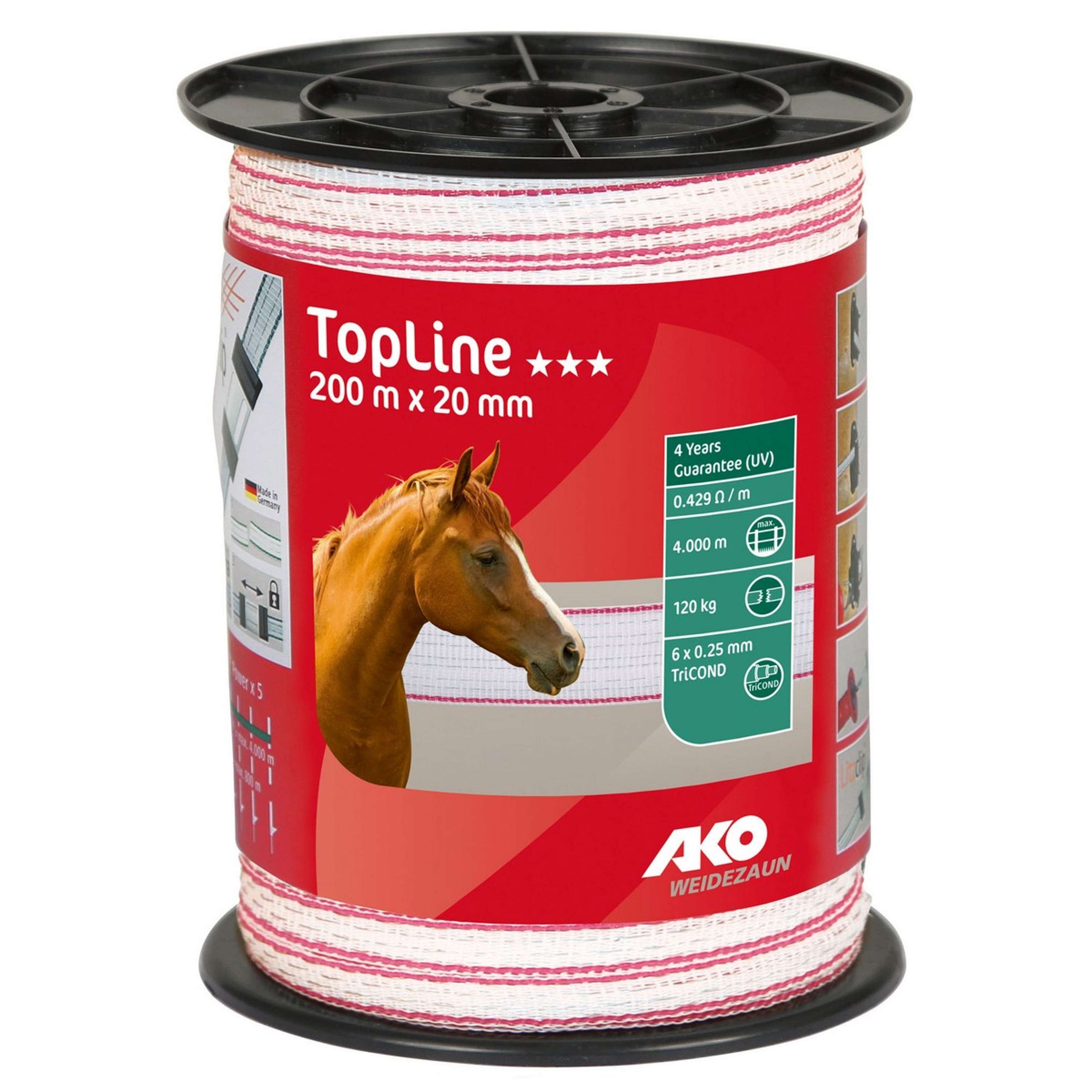 Ako Ruban de Clôture Topline 200m Blanc/rose