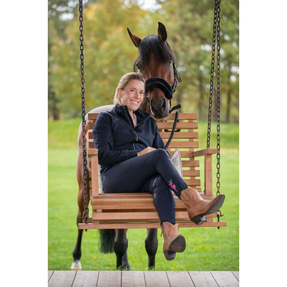 Covalliero Pantalon d'Équitation Janne x PinkRibbon Marin foncé