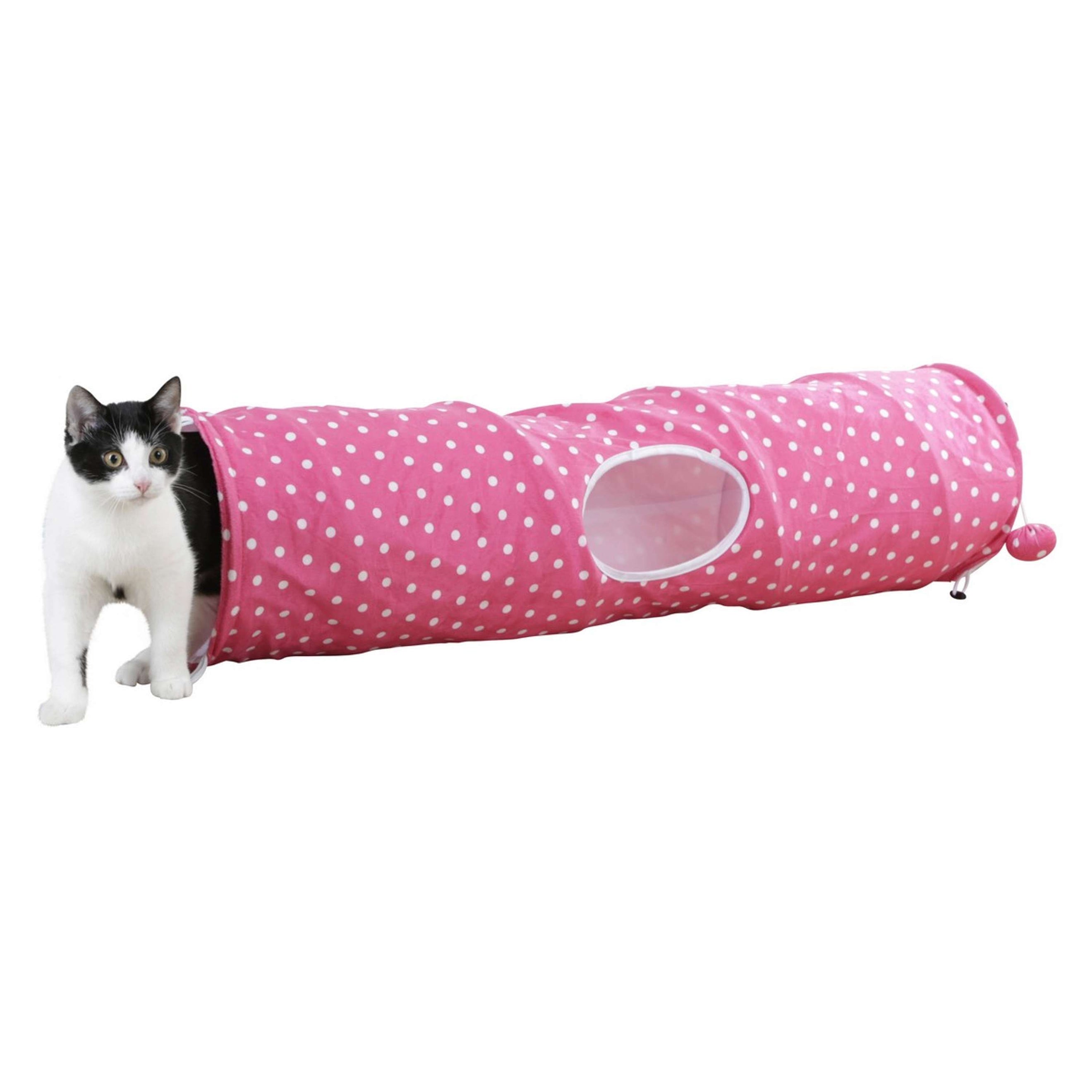 Kerbl Tunnel pour chat Puntino Rose/Blanc