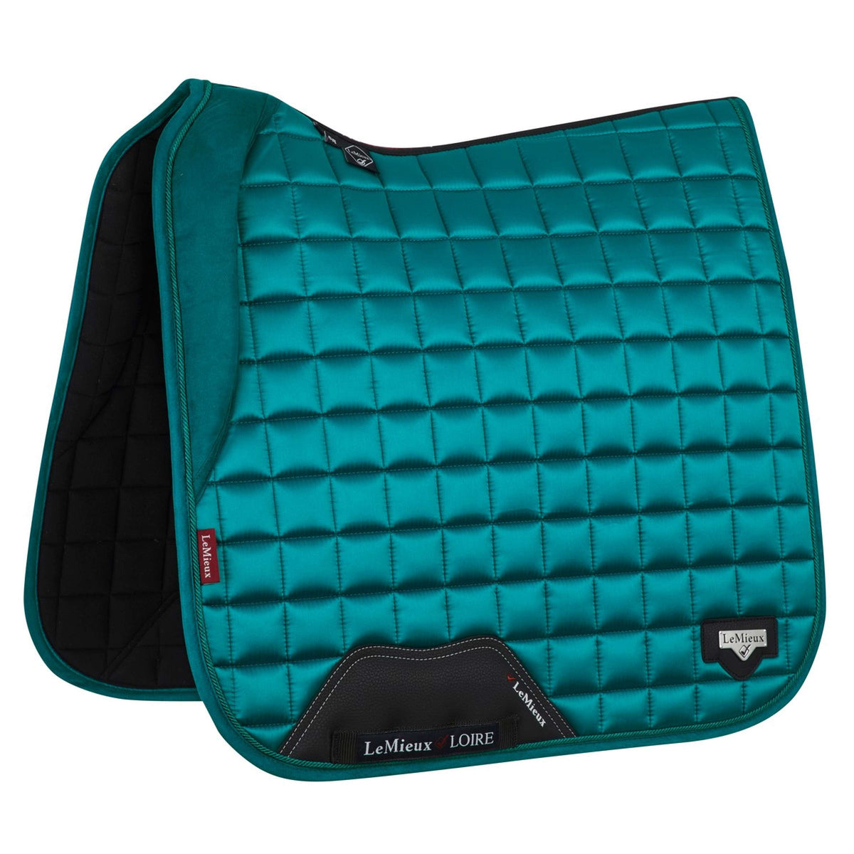 LeMieux Tapis de Selle Loire Memory Satin Square Dressage Peacock Green