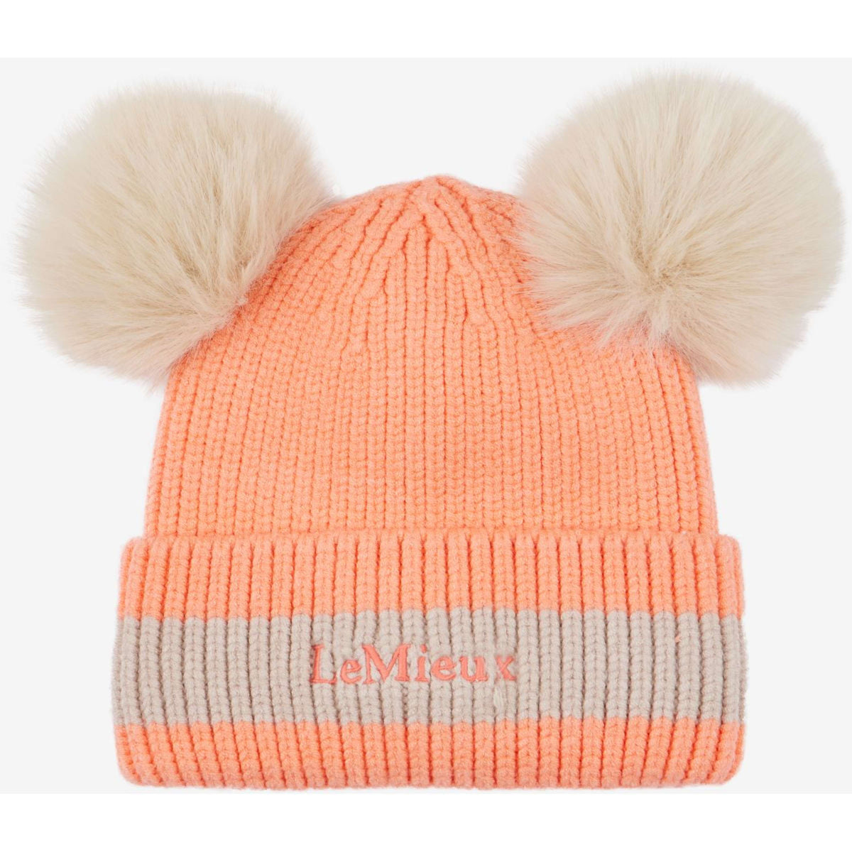 LeMieux Bonnet Mini Double Pom Enfants Peach Punch