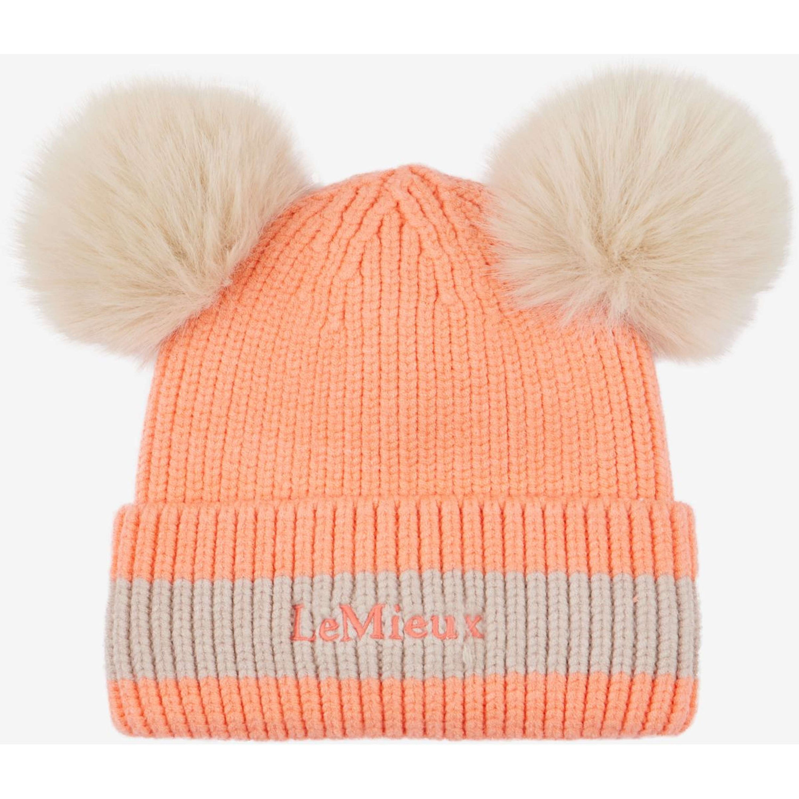 LeMieux Bonnet Mini Double Pom Enfants Peach Punch