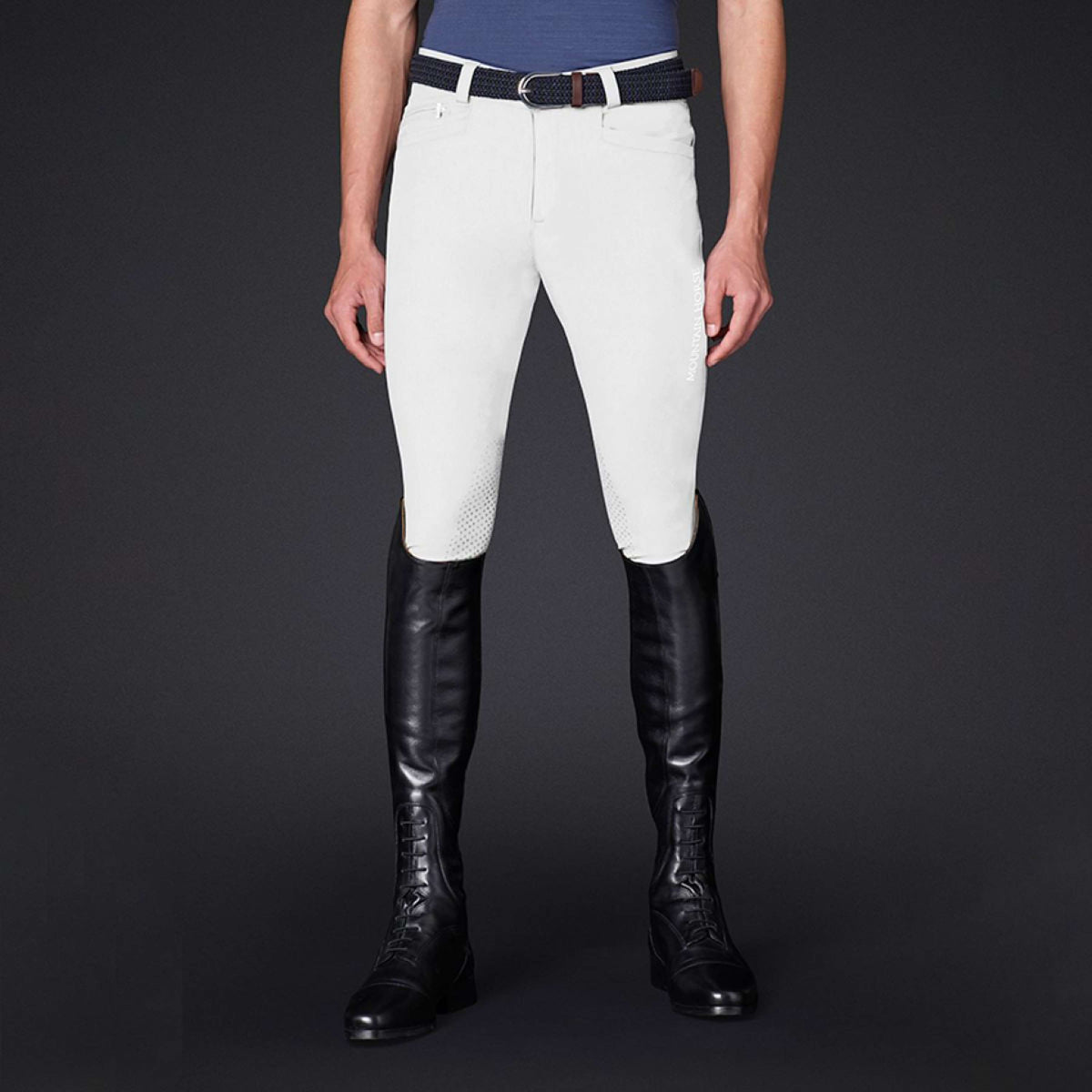 Mountain Horse Pantalon d'Équitation Robin Prise de Genou Hommes Blanc