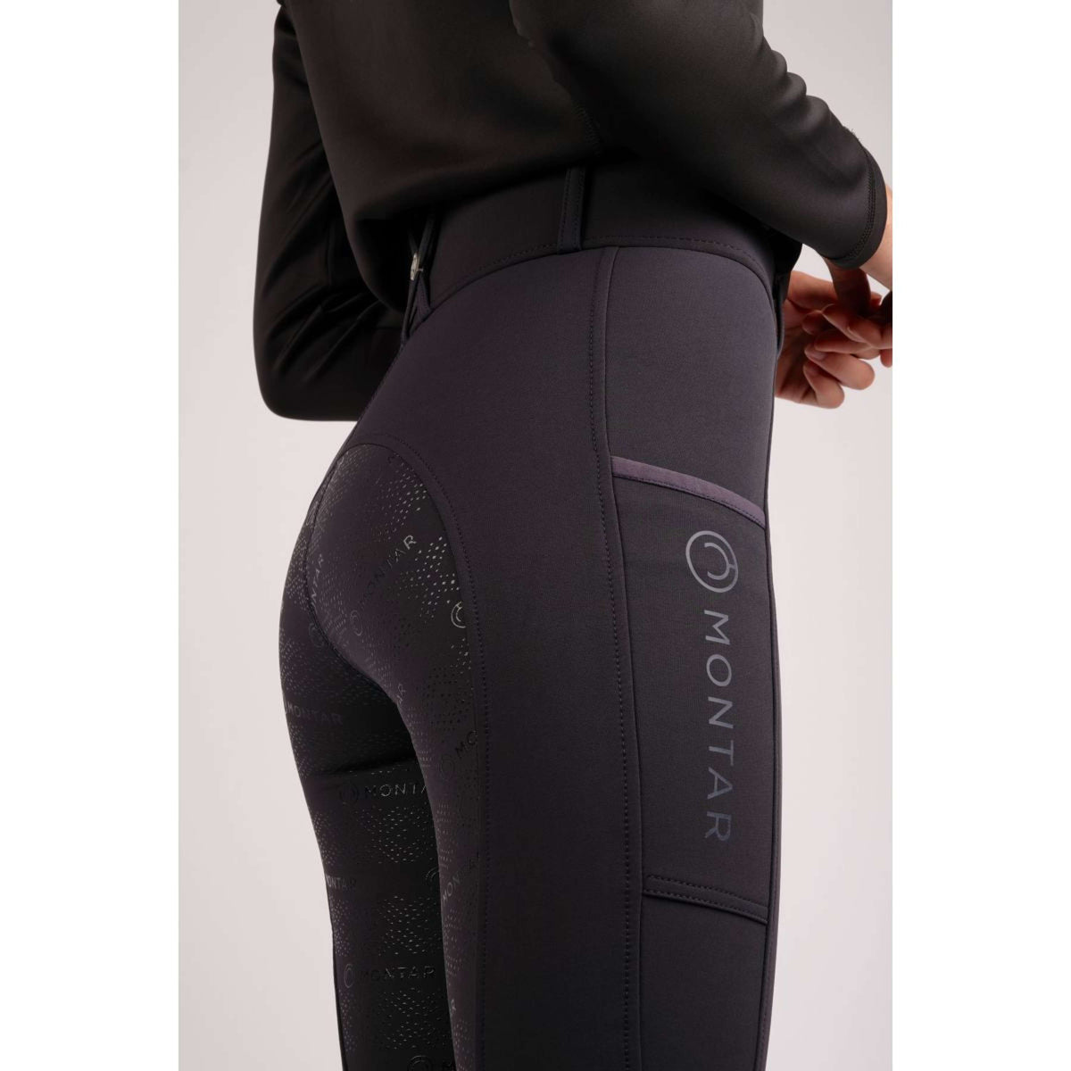 Montar Pantalon d'Équitation Madelyn Highwaist Full Grip Marin