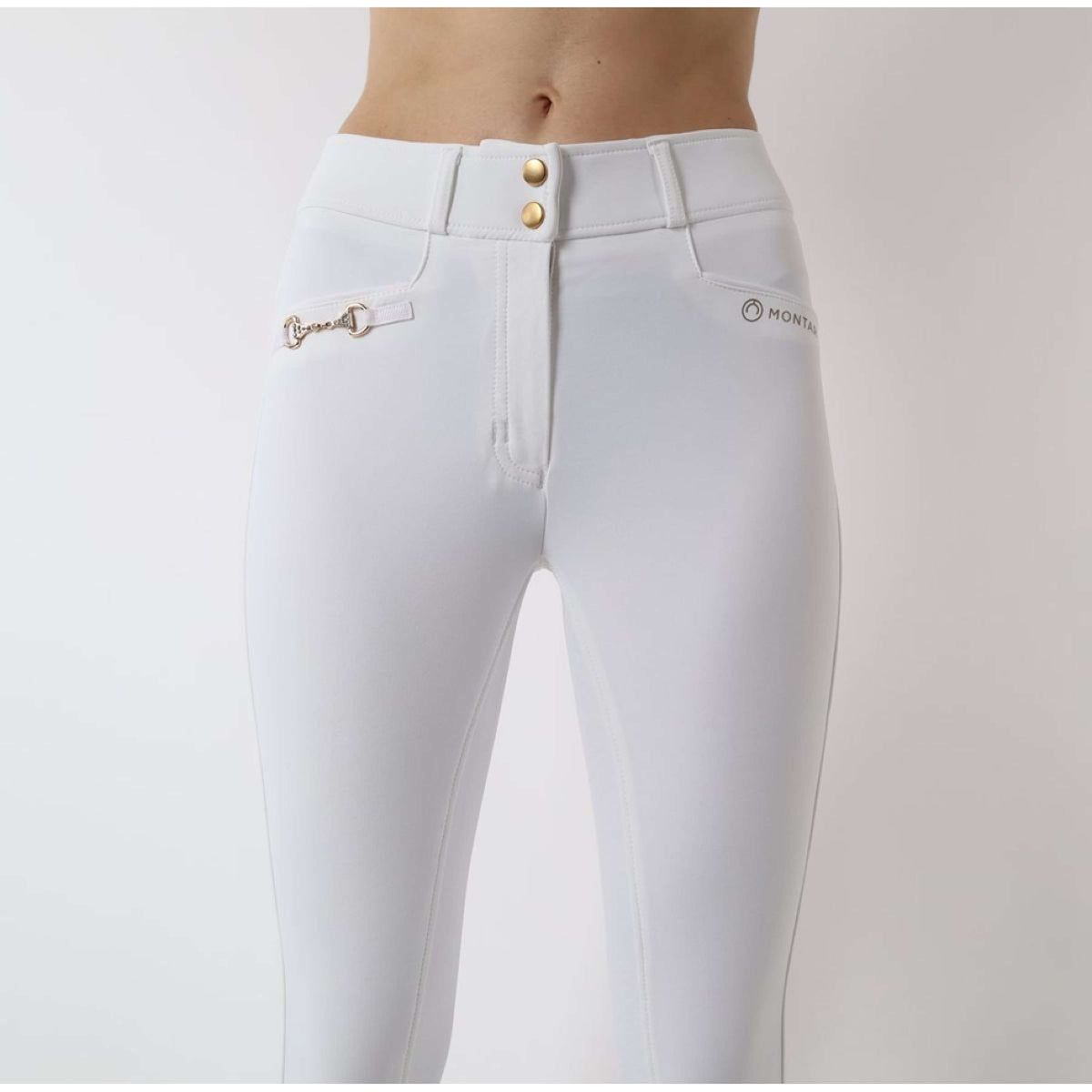 Montar Pantalon d'Équitation Molly Gold Highwaist Full Grip Blanc