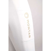 Montar Legging d'Équitation Makayla Pull On Gold Logo Full Grip Blanc