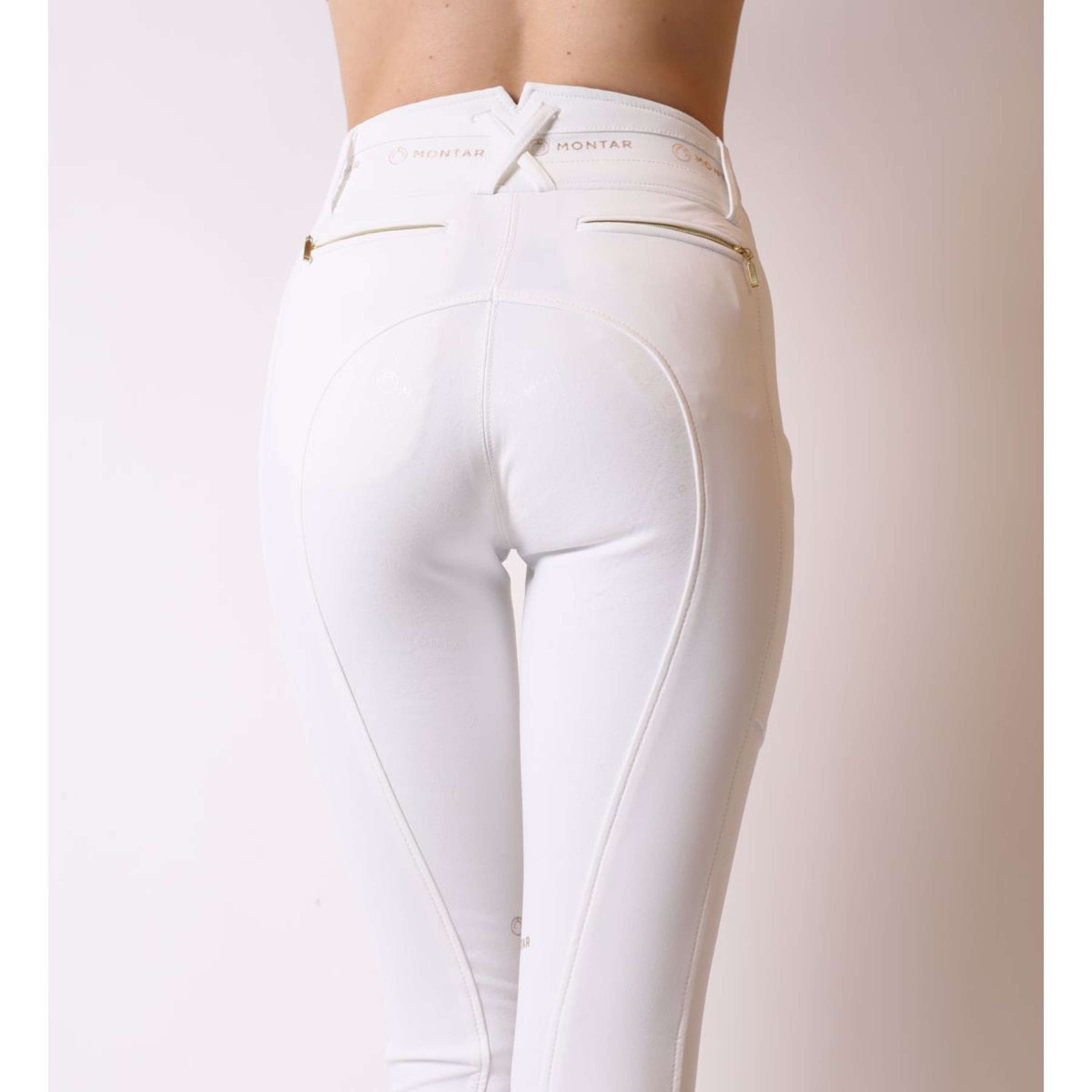 Montar Pantalon d'Équitation Luna Gold Full Grip Blanc